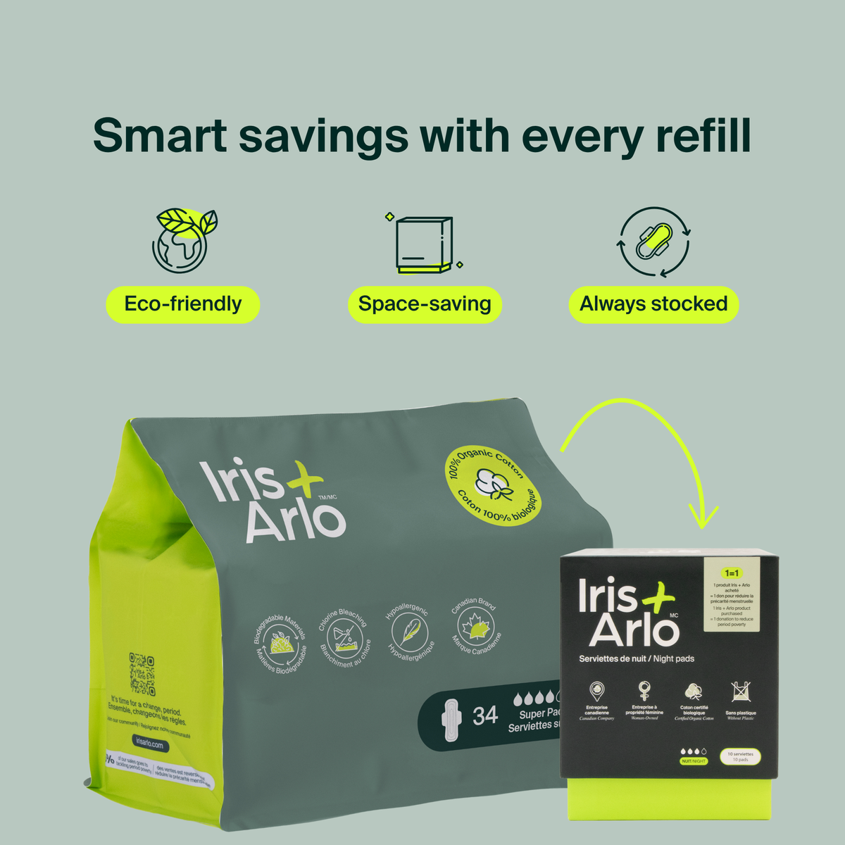 Iris + Arlo Organic Cotton Night Pads